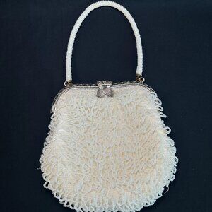 Vintage Japanese White Beaded Purse